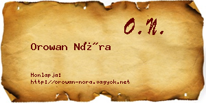 Orowan Nóra névjegykártya